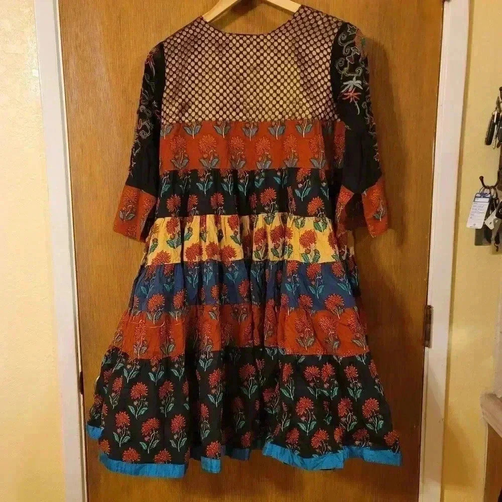 Bohemian Hippie Multi Pattern A Line Dress Size Small - Picture 2 of 13